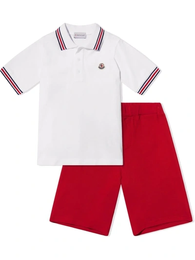 Moncler Kids' Polo T-shirt And Shorts Set White
