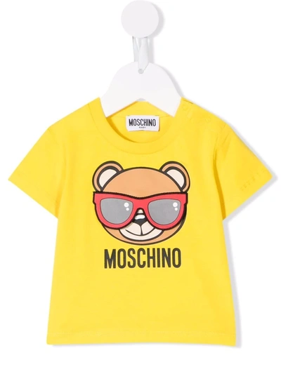 Moschino Babies' Teddy Bear-print Short-sleeved T-shirt In Giallo