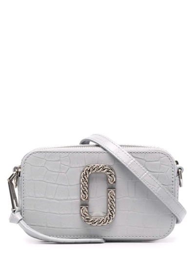 Marc Jacobs The Snapshot Croc-embossed Leather Camera Bag In Quarry Grey