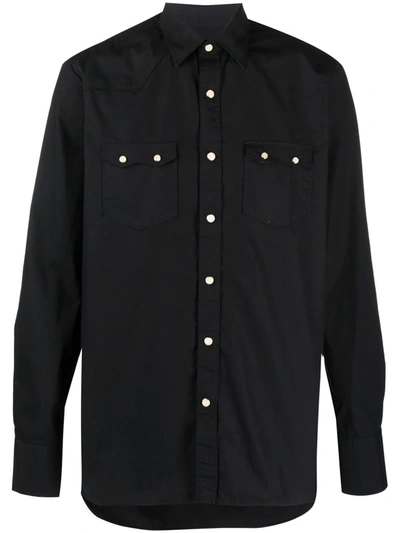 Lardini Long-sleeve Cotton Shirt In Black