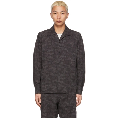 South2 West8 Black Camo Button-up Shirt In B-charcoal/black