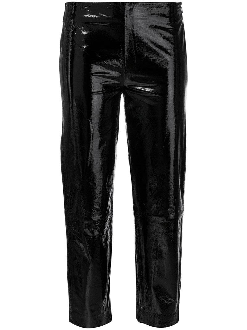 Just Female Patent Leather Cropped Trousers | ModeSens