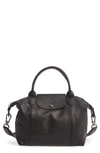 Longchamp Le Pliage Cuir Leather Shoulder Bag In Black