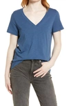Madewell Whisper Cotton V-neck T-shirt In Blue
