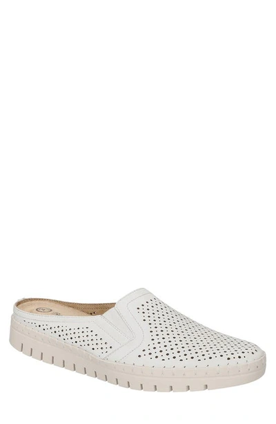 Bella Vita Refresh Womens Leather Slip-on Mules In White Leather