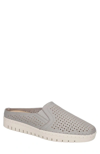 Bella Vita Refresh Womens Leather Slip-on Mules In Grey Leather
