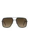 Carrera Eyewear 59mm Gradient Rectangle Aviator Sunglasses In Black / Brown Gradient