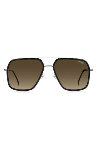 Carrera Eyewear 59mm Gradient Rectangle Aviator Sunglasses In Black / Brown Gradient