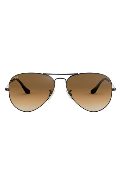 Ray Ban Standard Original 58mm Aviator Sunglasses In Brown Gradient