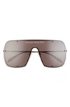 Alexander Mcqueen Studded Logo Metal Shield Sunglasses In 001 Ruthenium
