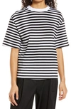 Nordstrom Crewneck T-shirt In Black- White Stripe