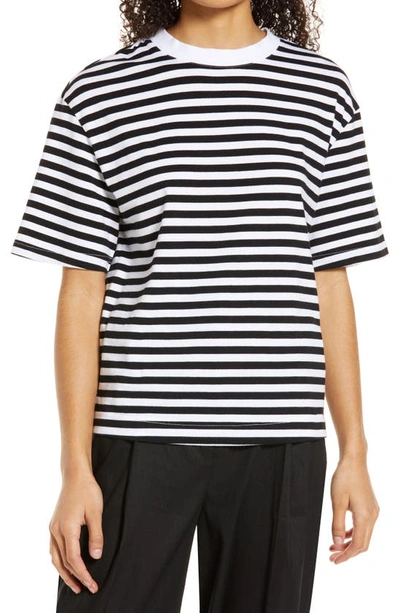 Nordstrom Crewneck T-shirt In Black- White Stripe
