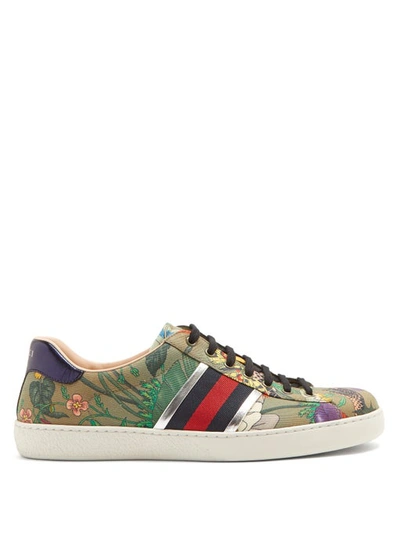 Gucci New Ace Canvas Low-top Trainers In Green