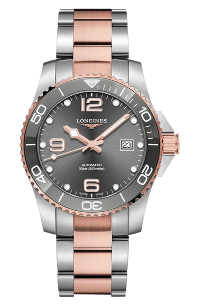Longines Hydroconquest Automatic Bracelet Watch, 41mm In Gray/two Tone