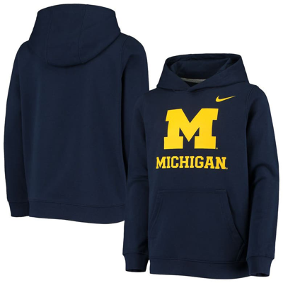 Nike Kids' Youth  Navy Michigan Wolverines Stadium Club Fleece Pullover Hoodie