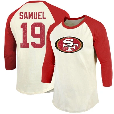 Majestic Threads Deebo Samuel Cream/scarlet San Francisco 49ers Vintage Player Name & Number 3/4-sle