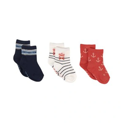 Ikks Babies' 3-pack Multicolor Socks In Blue