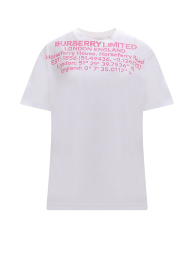 Burberry Carrick Oversized Logo T-shirt In White,pink