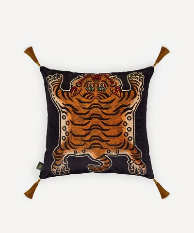 House Of Hackney Saber Medium Velvet Tassel Cushion In Noir