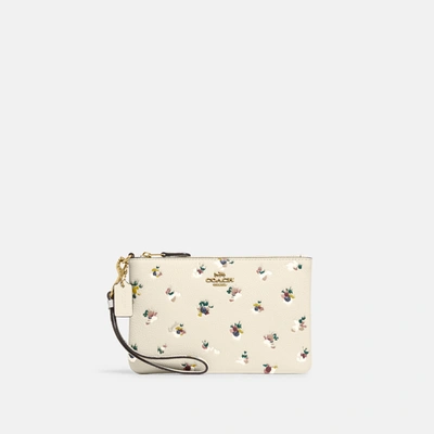 Coach Small Wristlet With Floral Print In White