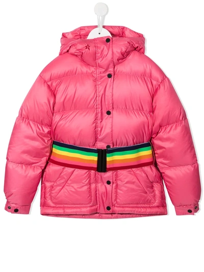 Perfect Moment Kids' Padded Belted Coat In Pink