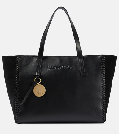 See By Chloé Tilda Large Leather And Suede Tote In Black