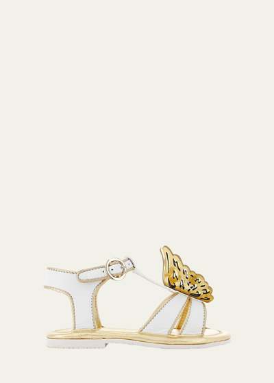 Sophia Webster Girl's Celeste Butterfly Patent Sandals, Baby/toddler/kids In White Rose Gold