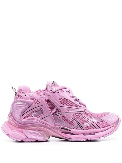 Balenciaga Runner Mesh, Nylon And Faux Leather Sneakers In Pink