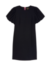 Kate Spade Ponte Puff-sleeve Sheath Dress In Black