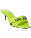 Balenciaga Cagole Lambskin Buckle Slide Sandals In Yellow