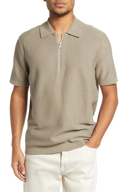 Nn07 Hansie Quarter-zip Polo Shirt In Khaki | ModeSens