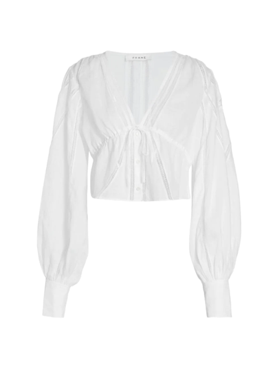 Frame White Lace Inset Empire Blouse In Blanc