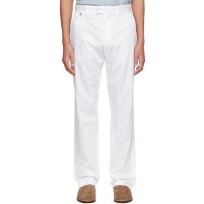 Agnona Slim-fit Cotton-gabardine Trousers In White