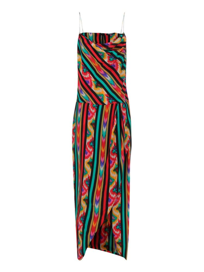 Balmain Multicolored Abstract Print Long Dress