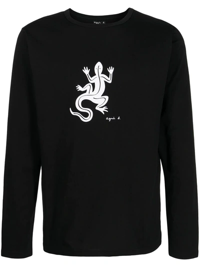 Agnès B. Coulos Lizard-print T-shirt In Black