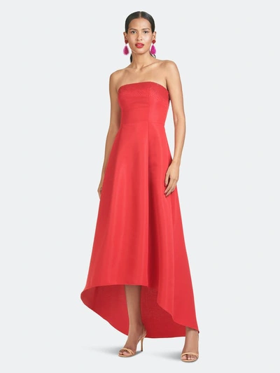 Sachin & Babi Blake Strapless Pleated Embellished Faille Gown In Red
