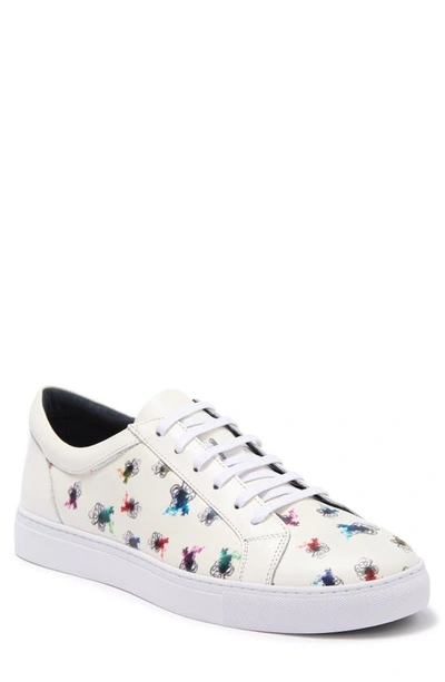 Robert Graham Men's Cuttlefish Multicolor Leather Low-top Sneakers In White