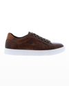 Robert Graham Men's Bait Skull-embossed Low-top Sneakers In Cognac