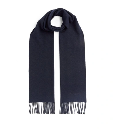 Joseph Alice Fringe-trimmed Wool And Cashmere-blend Scarf In Navy