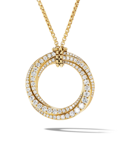 David Yurman Women's Petite Pavé Crossover Pendant Necklace In 18k Yellow Gold With Diamonds