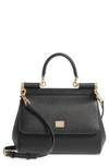 Dolce & Gabbana Small Miss Sicily Leather Satchel In Black