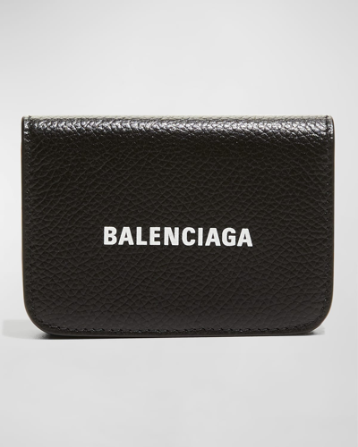 Balenciaga Mini Leather Chain Wallet In 1090 Black/l Whit