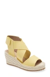 Eileen Fisher Leather Crisscross Wedge Espadrille Sandals In Sunbeam