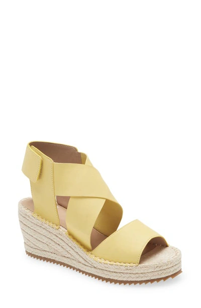 Eileen Fisher Leather Crisscross Wedge Espadrille Sandals In Sunbeam
