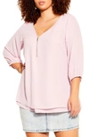 City Chic Sexy Fling Top In Ice Pink