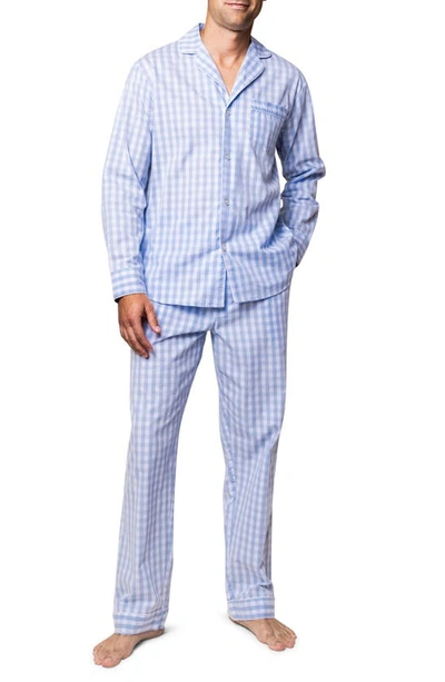 Petite Plume Men's Gingham Pyjama Set In Blue