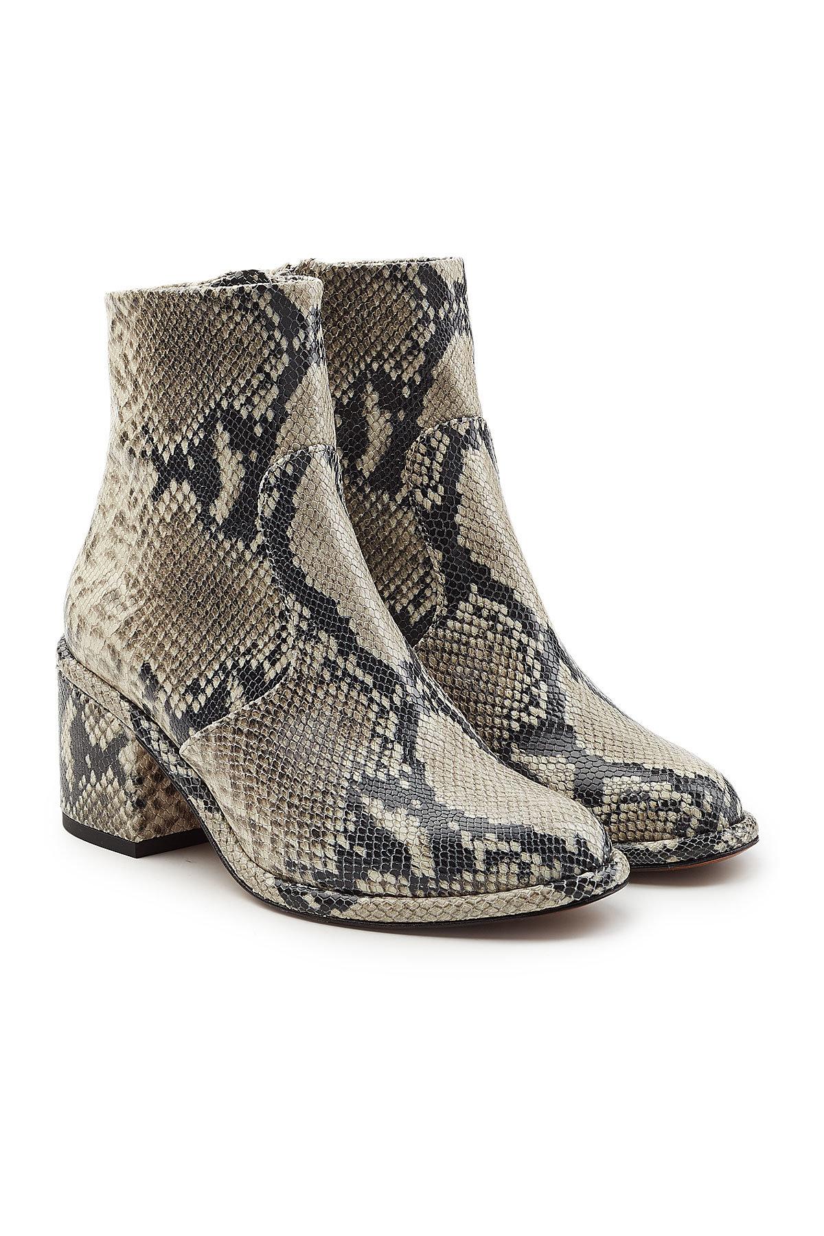 snakeskin leather ankle boots