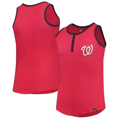 New Era Kids' Girls Youth  Red Washington Nationals Henley Tank Top