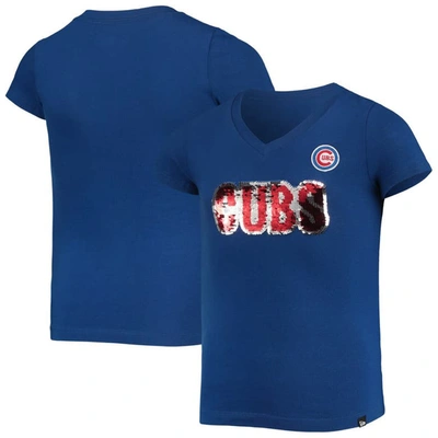 New Era Kids' Girls Youth  Royal Chicago Cubs Flip Sequin Team T-shirt