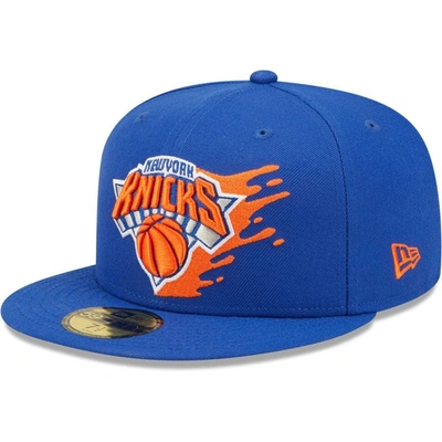 New Era Men's Blue New York Knicks Splatter 59fifty Fitted Hat